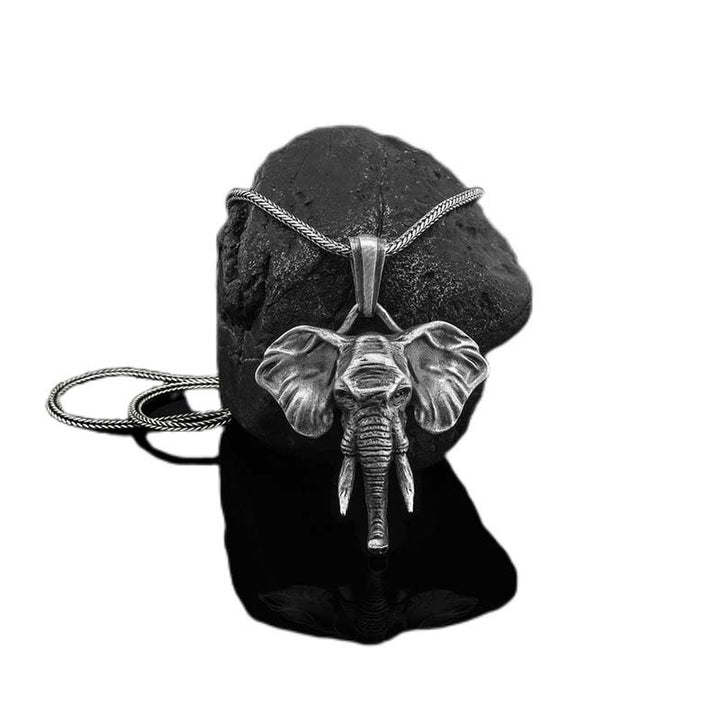 Elephant Pewter Titanium Steel Strength Necklace Pendant