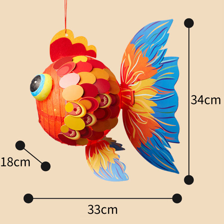 Buddha Stones DIY Good Luck Koi Fish Paper Lantern Lamp Mid-Autumn Festival Child Kids Lantern Decoration