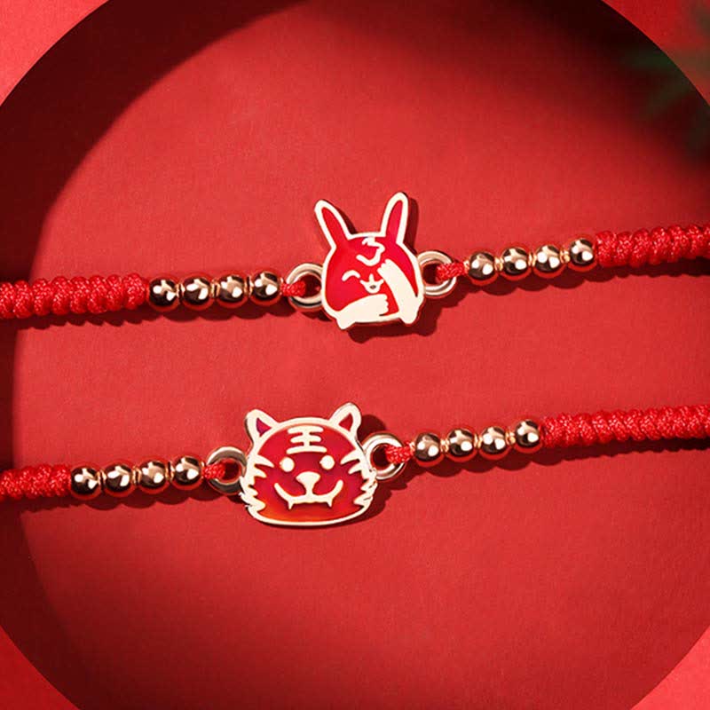 Buddha Stones 925 Sterling Silver Chinese Zodiac Luck Faith Discolor Red String Bracelet