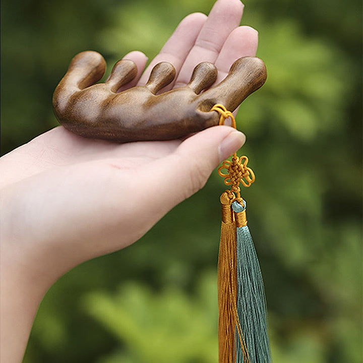 Simple Green Sandalwood Soothing Tassel Massage Comb