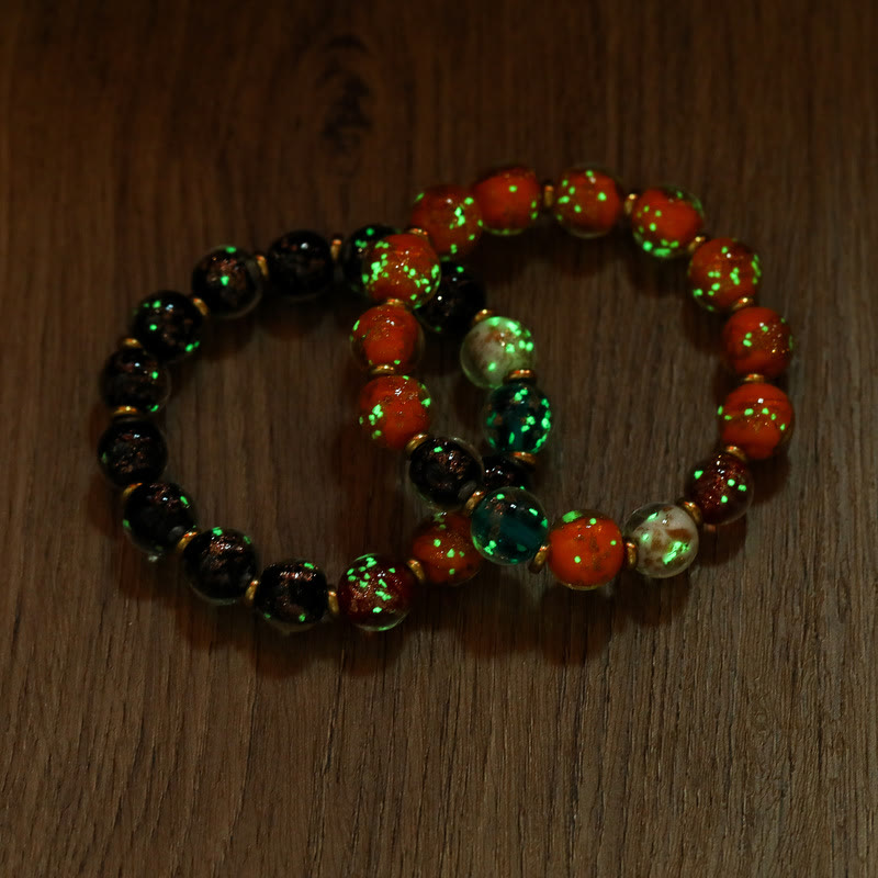 Buddha Stones Luminous Liuli Glass Bead Luck Fluorescent Bracelet