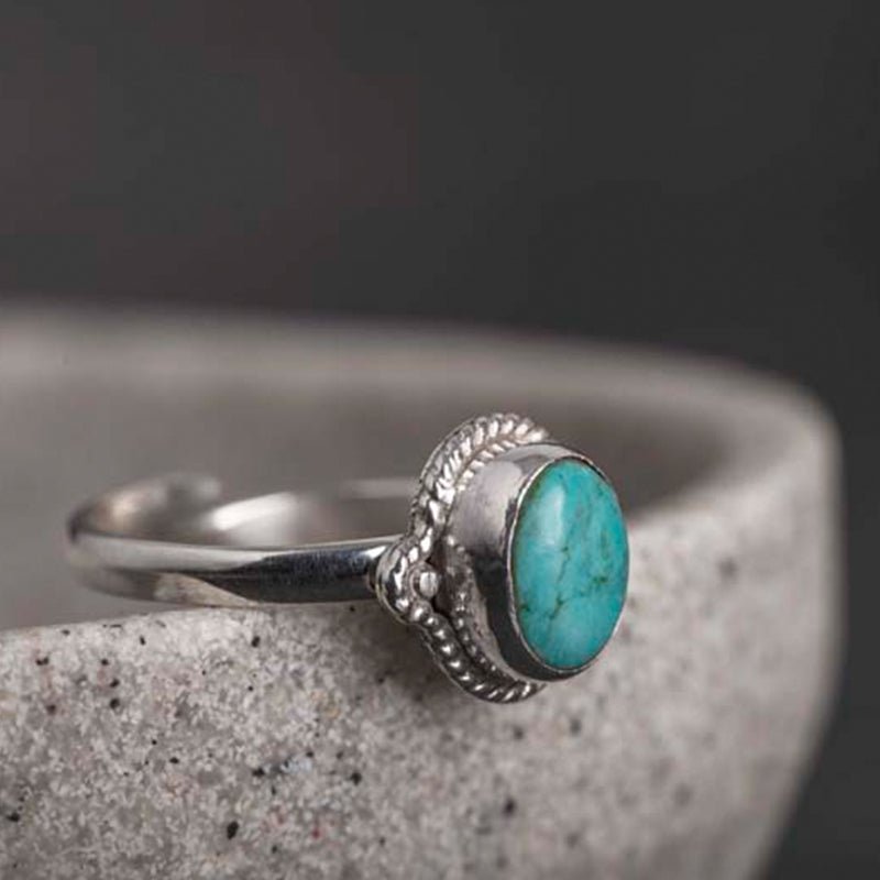 Buddha Stones 925 Sterling Silver Turquoise Wisdom Love Ring