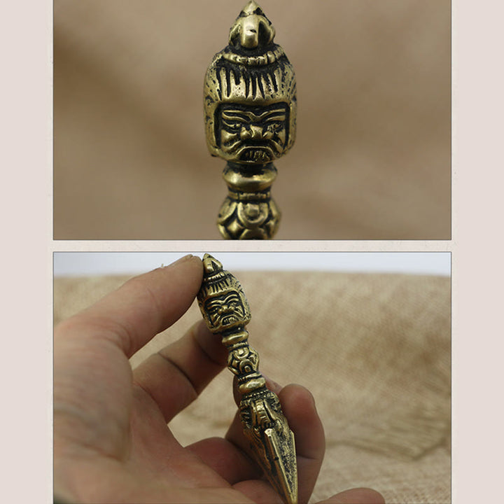 Buddha Stones Handmade Nepal Small Vajra Dorje Engraved Enlightenment Copper Decoration