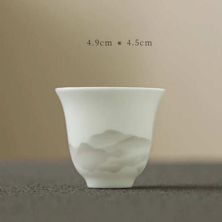 Buddha Stones Vintage Ink Painting Mountain White Porcelain Ceramic Gaiwan Sancai Teacup Kung Fu Tea Cup And Saucer With Lid Tea Utensil Teapot