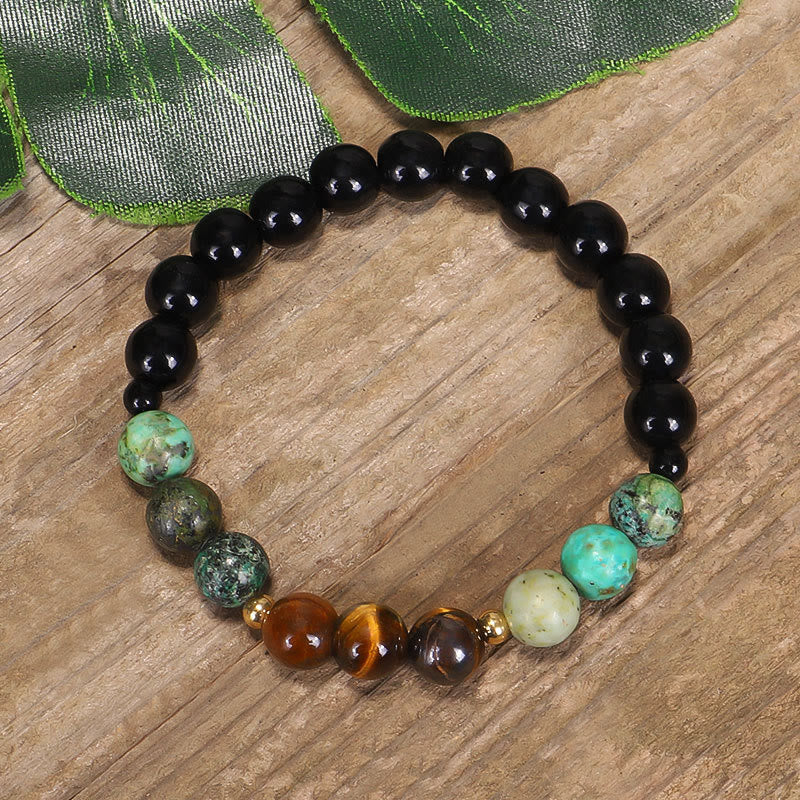 108 Mala Beads Natural Stone Tiger Eye Turquoise Protection Strength Bracelet Necklace