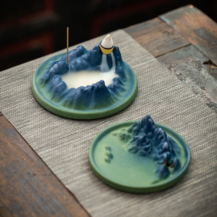 Creative Mountain River Ceramic Healing Backflow Incense Burner