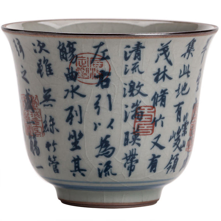 Buddha Stones Mountain Landscape Lotus Orchid Pavilion Gathering Ceramic Teacup Kung Fu Tea Cup