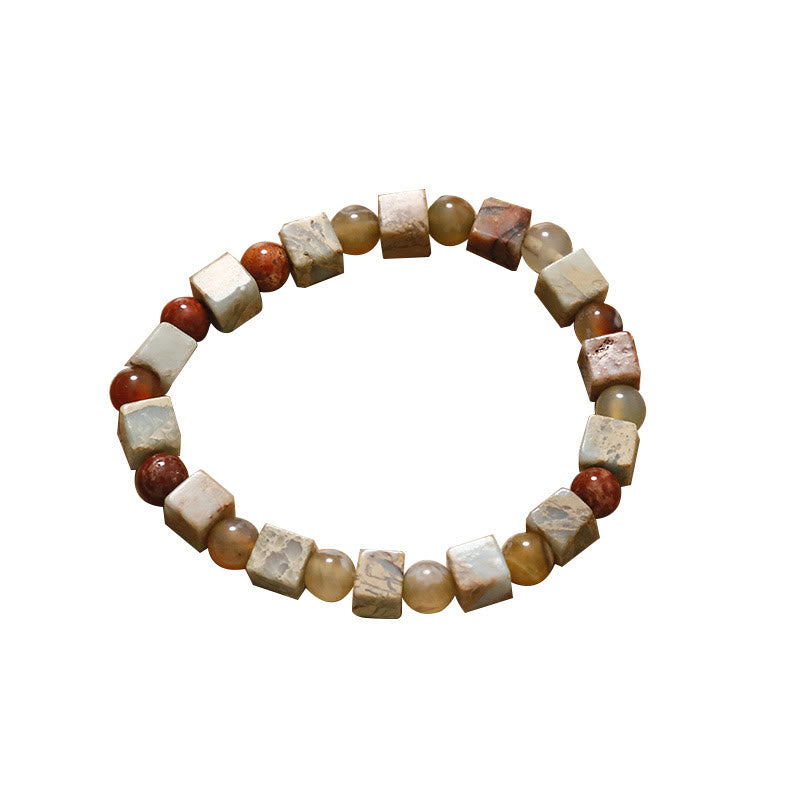 Buddha Stones Natural Stone Sea Sediment Jasper Agate Protection Bracelet