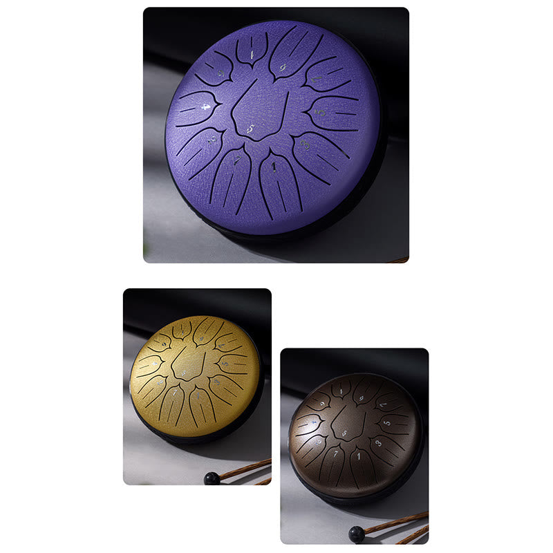 Buddha Stones Steel Tongue Drum Sound Healing Meditation Yoga Lotus Drum Kit 11 Note 6 Inch