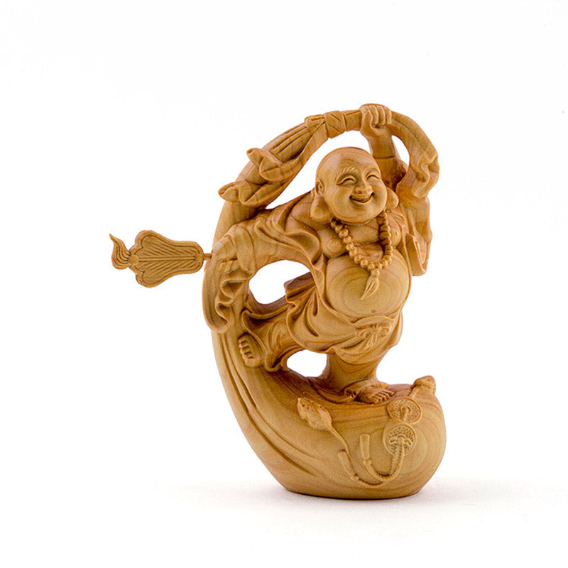 Laughing Buddha Boxwood Prosperity Home Decoration