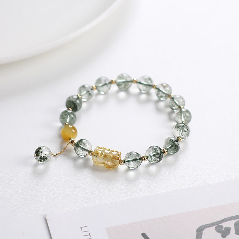 Buddha Stones Green Phantom Citrine PiXiu Confidence Bracelet