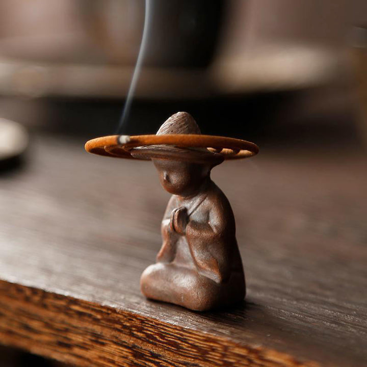 Small Person Meditation Ceramic Spiritual Healing Incense Burner