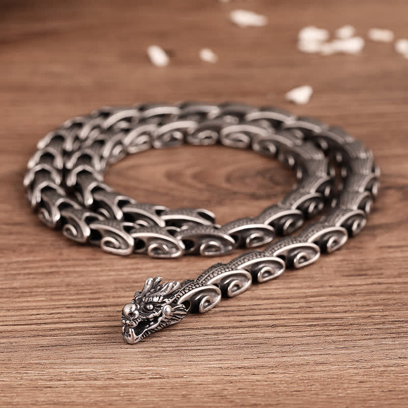 Buddha Stones Dragon Pattern Titanium Steel Protection Necklace Pendant Bracelet