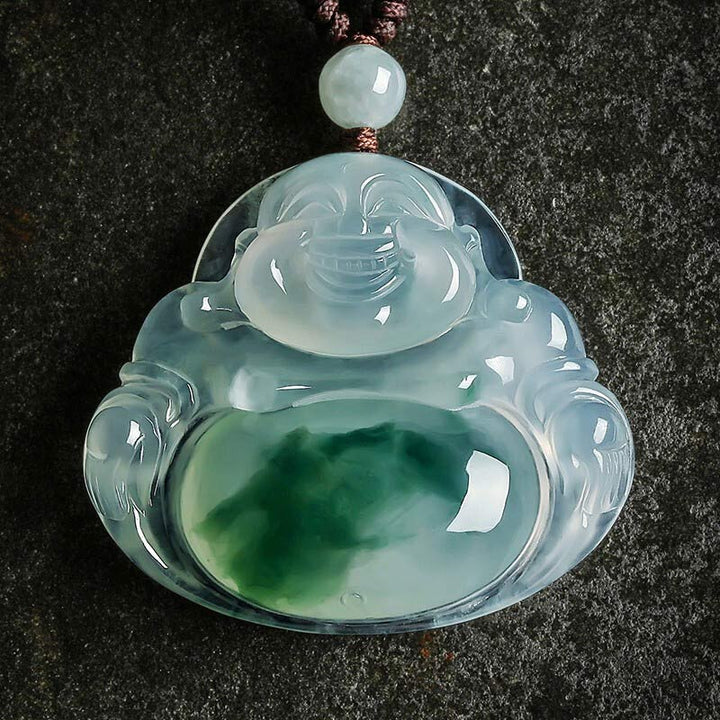 Buddha Cyan Jade Luck Necklace Pendant