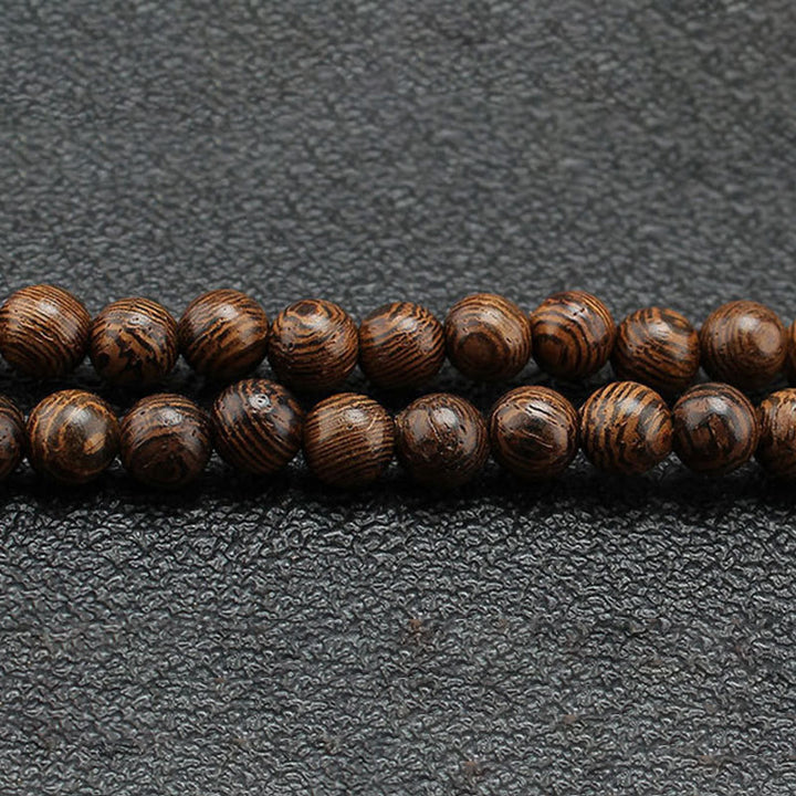 Buddha Stones Wenge Wood Turquoise Stone Protection Calm Necklace Pendant