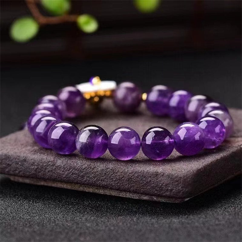 Buddha Stones Natural Amethyst Crystal Flower Spiritual Healing Bracelet