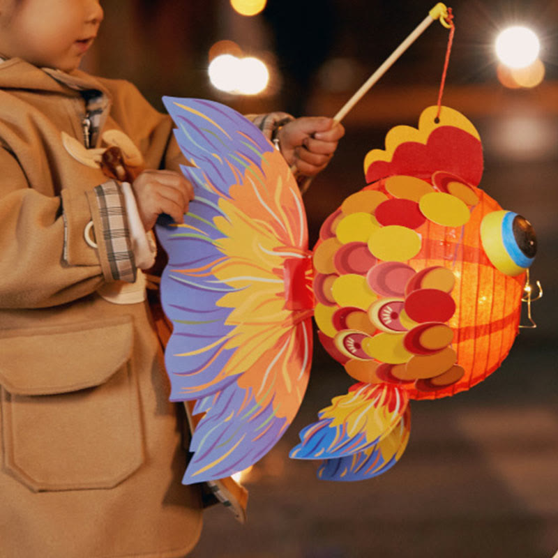 Buddha Stones DIY Good Luck Koi Fish Paper Lantern Lamp Mid-Autumn Festival Child Kids Lantern Decoration