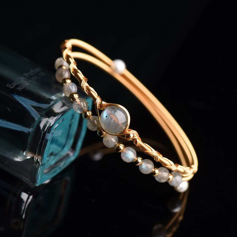 Buddha Stones Moonstone Healing Love Bracelet Bangle