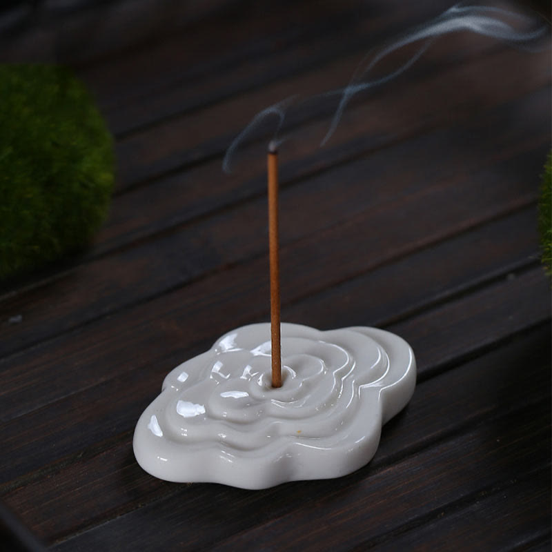 Buddha Stones Mini Auspicious Clouds Design Healing Stick Ceramic Small Incense Burner Decoration