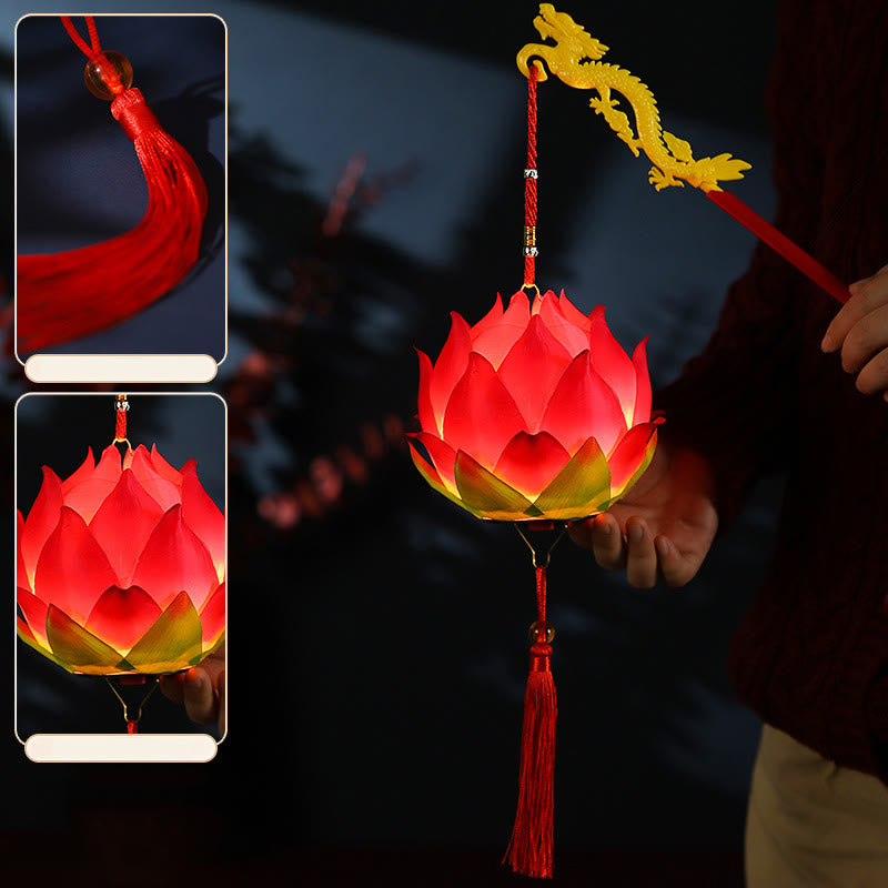 Buddha Stones DIY Lotus Flower Dragon Lantern Tassel Lamp Decoration