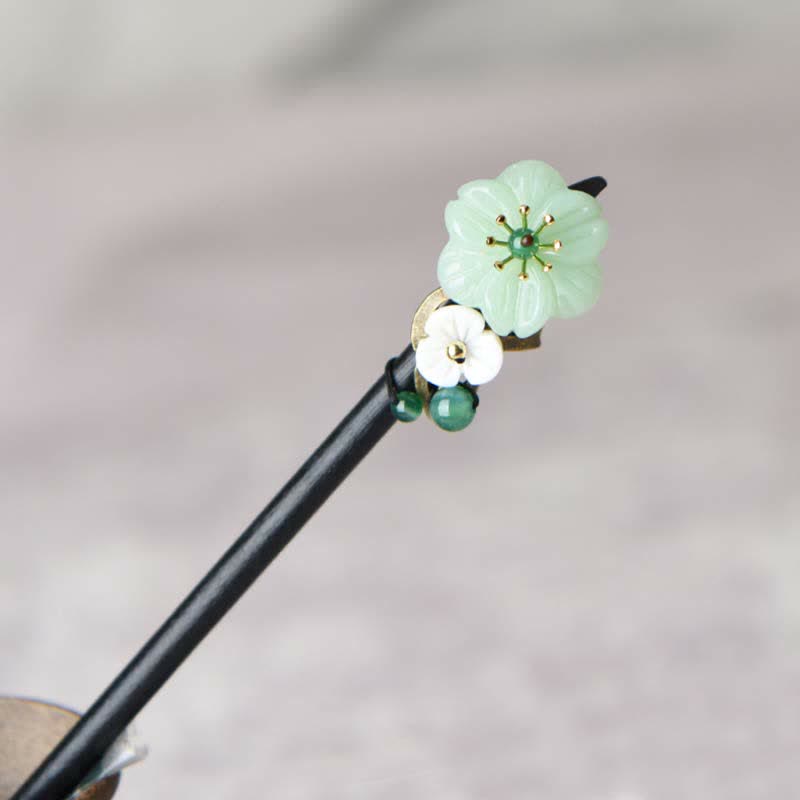 Buddha Stones Green Aventurine Flower Agate Positivity Hairpin Decoration