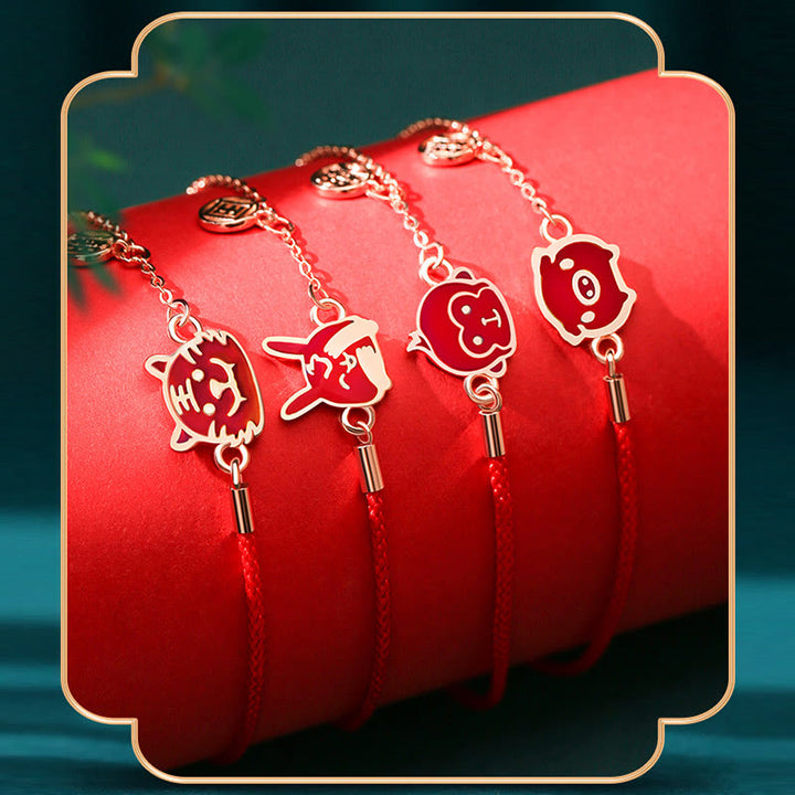 Buddha Stones 925 Sterling Silver Color-changing Chinese Zodiac Luck Protection Red String Chain Bracelet