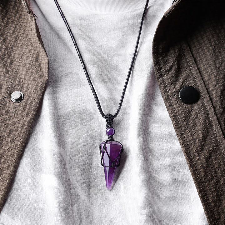 Buddha Stones Natural Stone Pointed Pendant Necklace