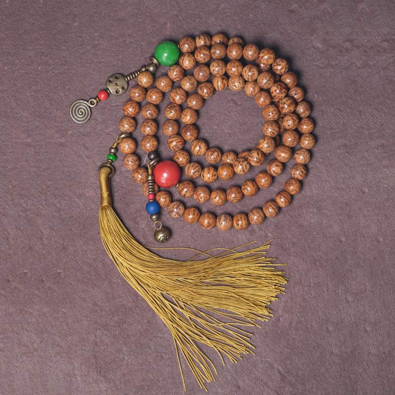 108 Mala Beads Bodhi Seed Wisdom Peace Tassel Bracelet