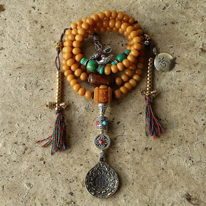 Tibet 108 Mala Beads Bodhi Seed Bagua Vajra Wealth Bracelet