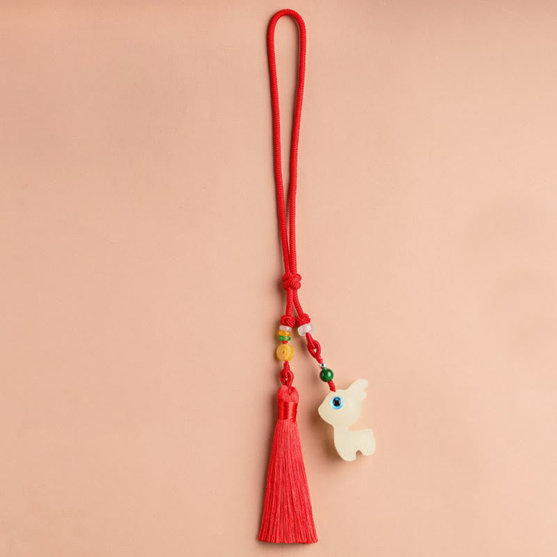 Buddha Stones Mini Cute Deer Glowstone Luminous Lucky Deer Energy Key Chain Phone Car Hanging Decoration