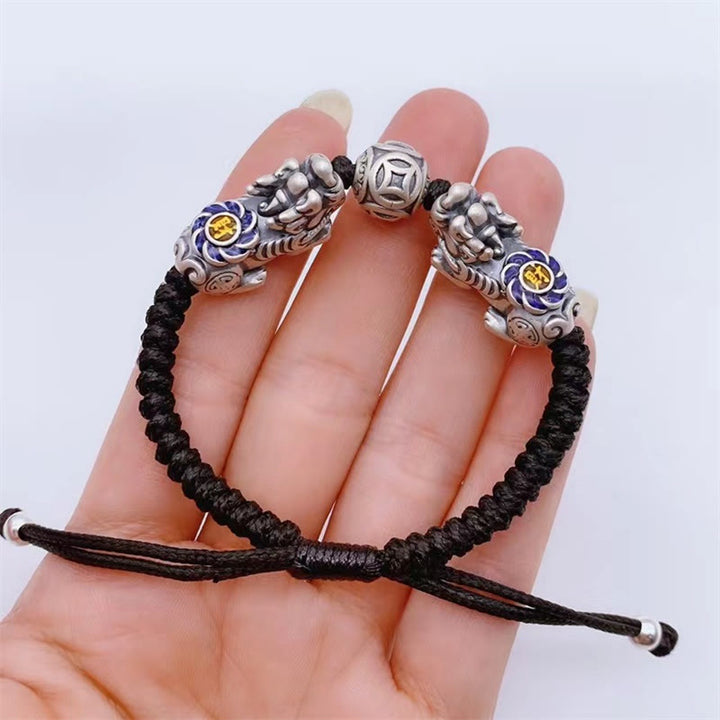 Buddha Stones Feng Shui Five Emperor Coins PiXiu Protection Wealth Bracelet