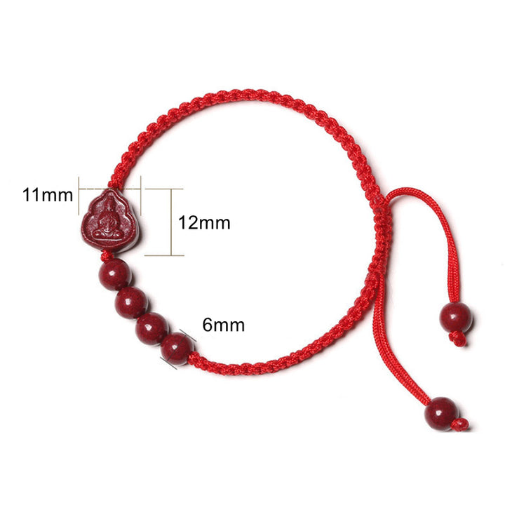 Buddha Stones Laughing Buddha Avalokitesvara Cinnabar Blessing String Bracelet