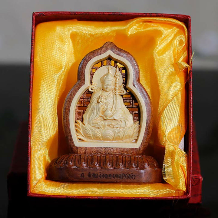 Guru Rinpoche Buddha Padmasambhavan Serenity Wood Engraved Statue Figurine Decoration