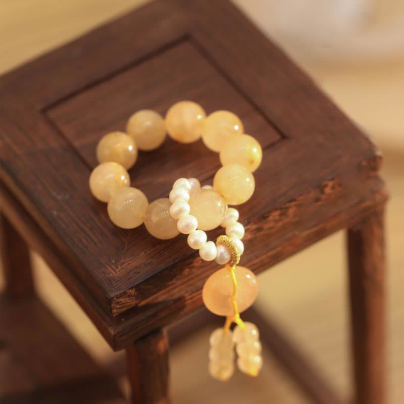 Citrine Peace Buckle Prosperity Happiness Wrist Mala