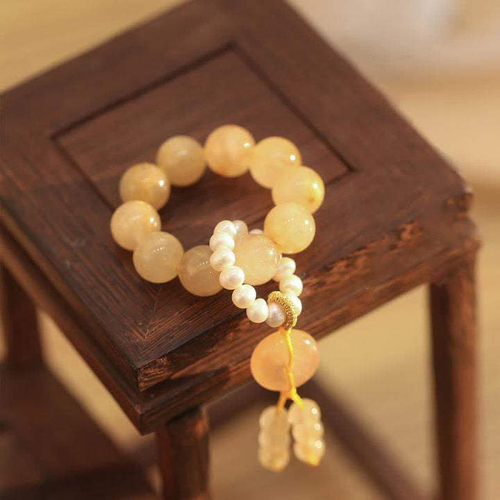 Citrine Peace Buckle Prosperity Happiness Wrist Mala