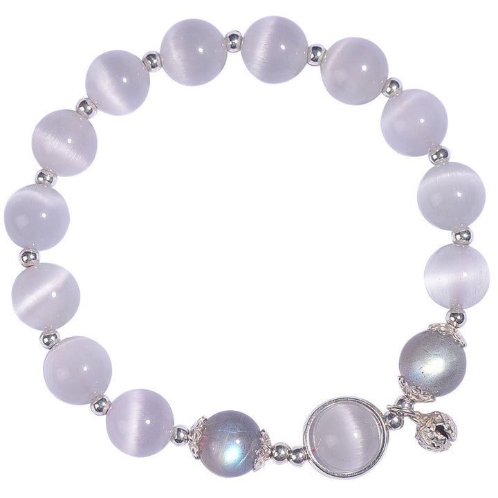 Buddha Stones 925 Sterling Silver Cat Eye Moonstone Love Support Bracelet