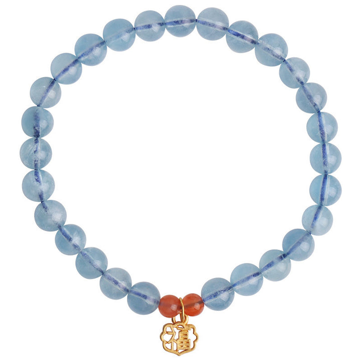 Natural Aquamarine Red Agate Healing Charm Bracelet