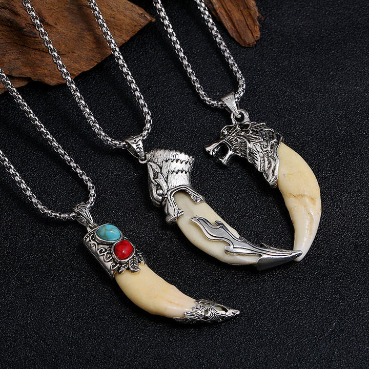 Imitation Wolf Tooth Titanium Steel Balance Necklace Pendant