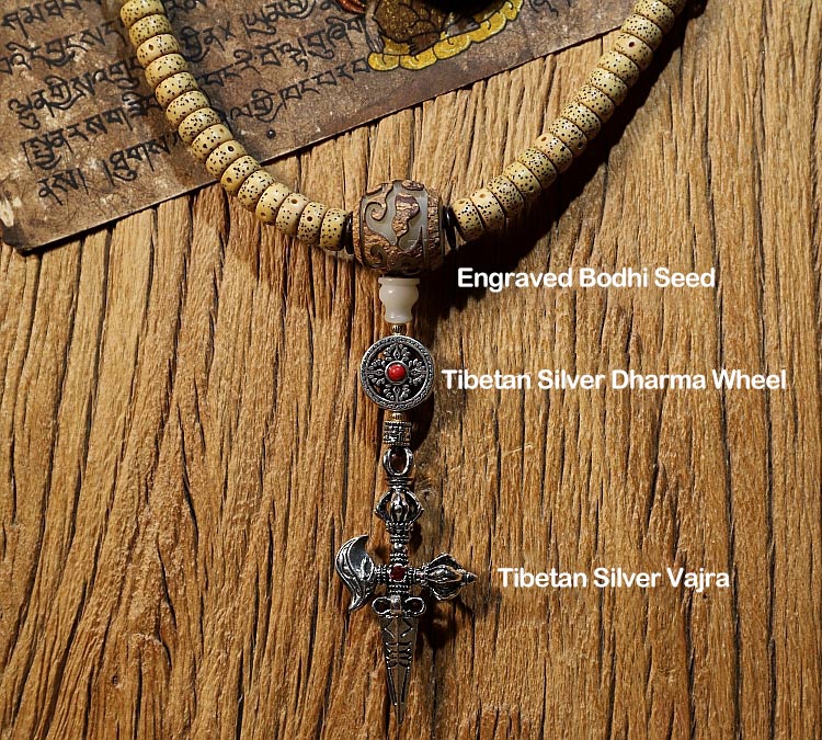 Buddha Stones Tibet 108 Mala Beads Bodhi Seed Cross Vajra Dharma Wheel PiXiu Wealth Bracelet