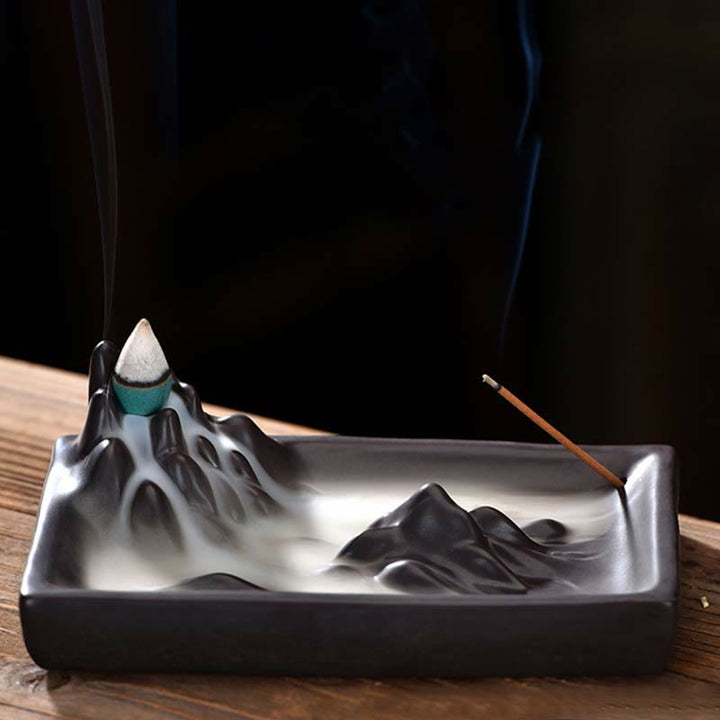 Mountains Flowing Water Ceramic Blessing Backflow Incense Burner