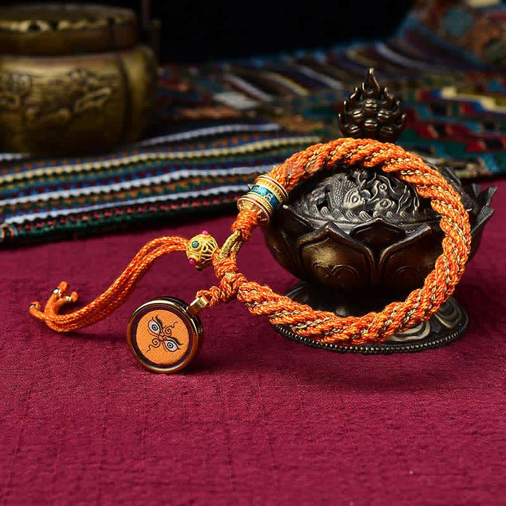 Buddha Stones Tibetan Handmade Luck Thangka Prayer Wheel Charm Weave String Bracelet