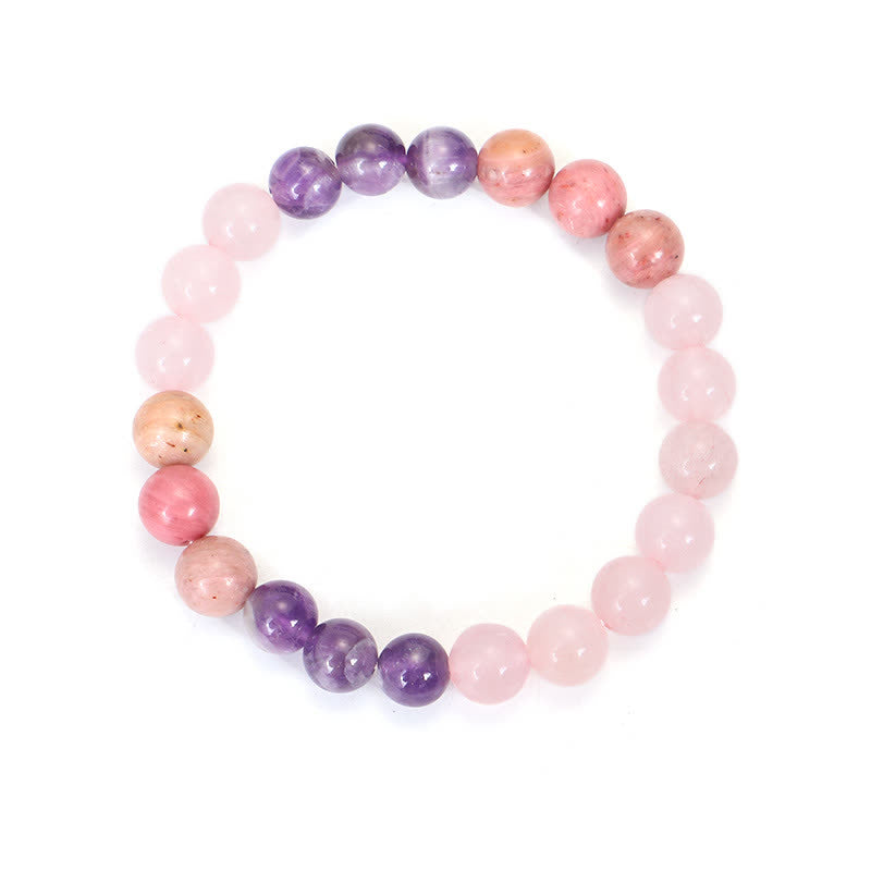 Buddha Stones 108 Mala Beads Amethyst Rose Quartz Spiritual Healing Tassel Bracelet