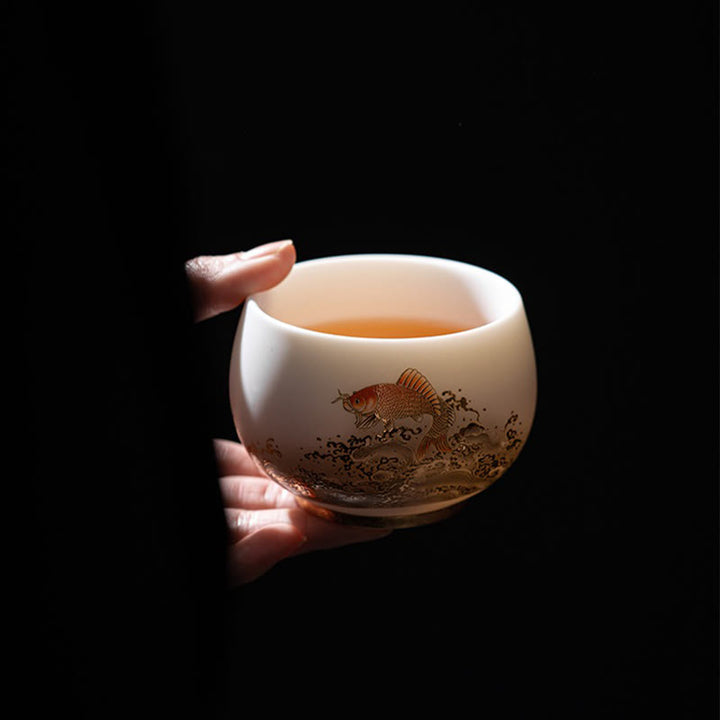 Buddha Stones Phoenix Dragon Lotus Deer Ancient Building Koi Fish Ceramic Teacup Kung Fu Tea Cups