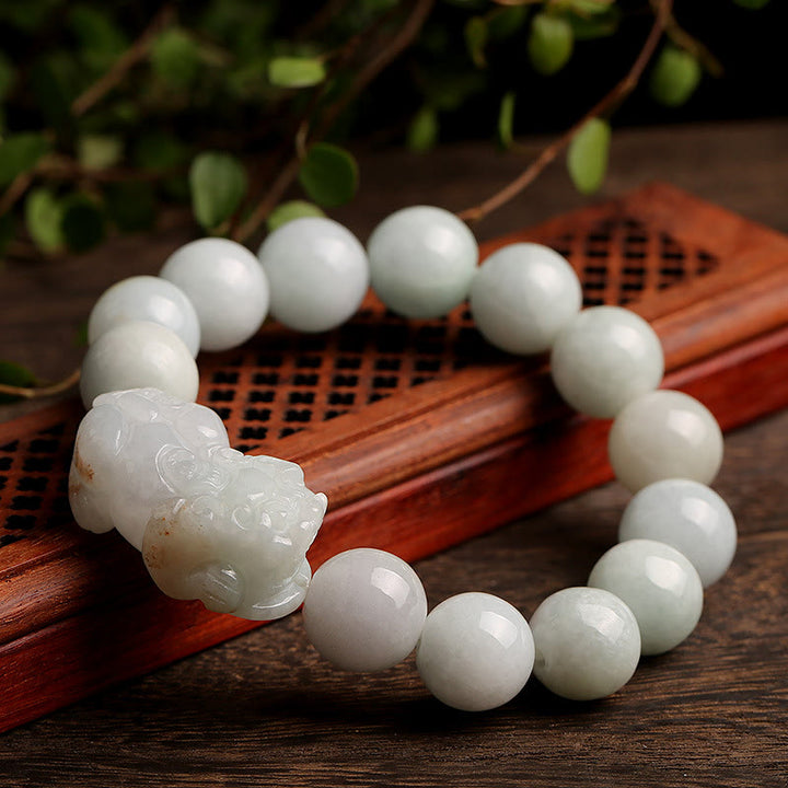 Buddha Stones Fengshui Wealth Prosperity Jade PiXiu Luck Bracelet