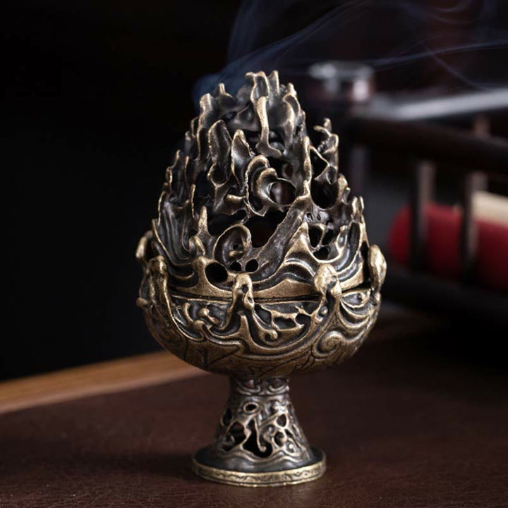 Tibetan Mini Mountain Pattern Meditation Copper Alloy Incense Burner