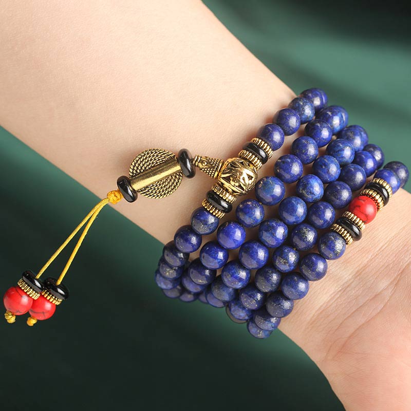 Buddha Stones Tibetan Mala Lapis Lazuli Positive Bracelet