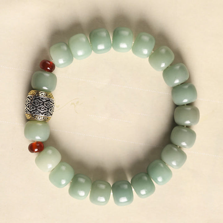 Buddha Stones Bodhi Seed Auspicious Cloud Fu Character Bead Peace Bracelet