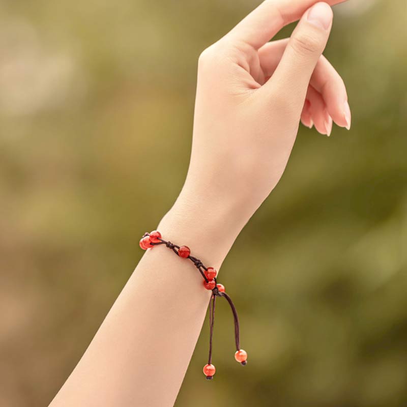 Buddha Stones Red Agate Moss Agate Cinnabar Calm Bracelet