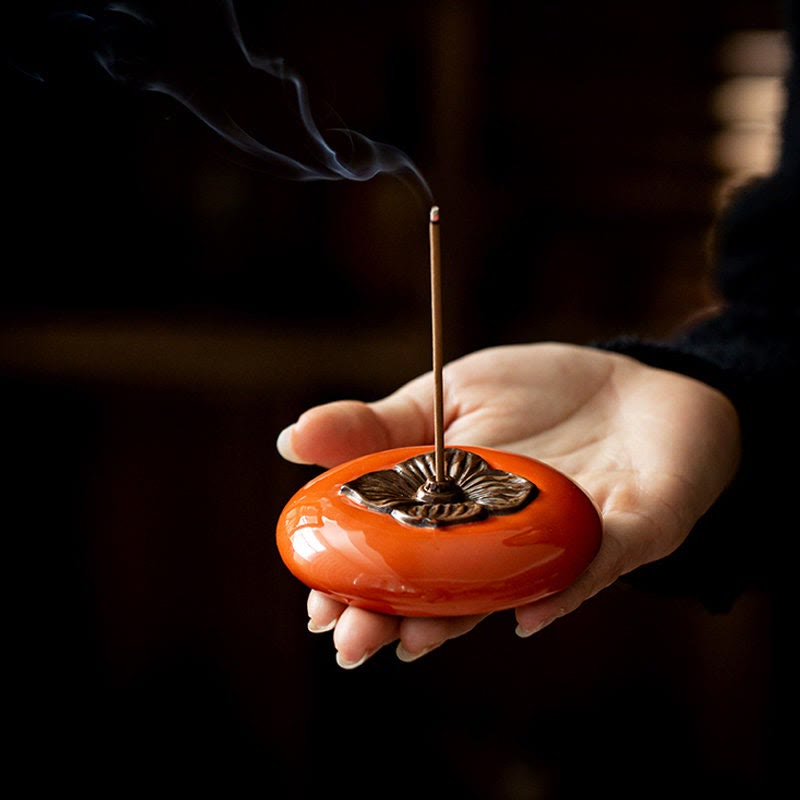 Persimmon Ceramic Meditation Healing Incense Burner Incense Holders