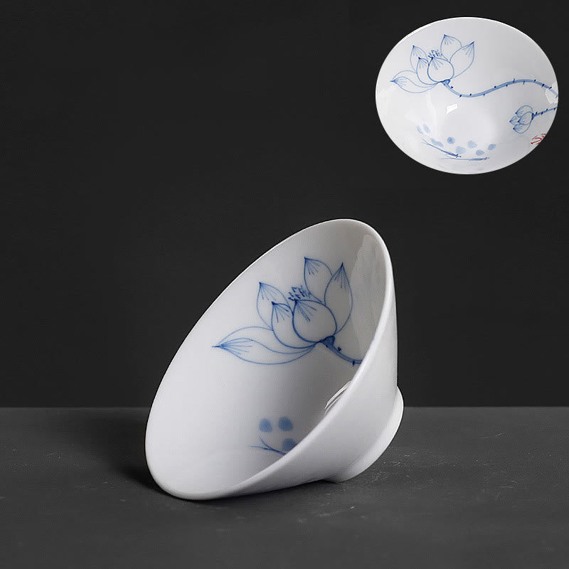 Buddha Stones Vintage Plum Orchid Bamboo Chrysanthemum Lotus Koi Fish Ceramic Teacup Kung Fu Tea Cups